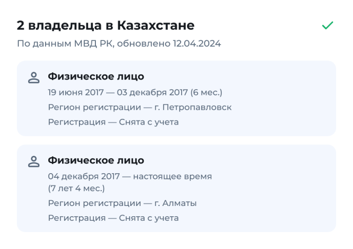 История владельцев